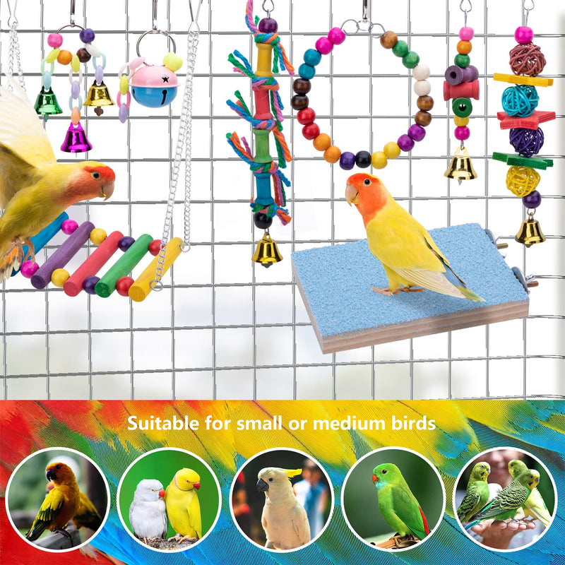 Deloky 8 Packs Bird Swing Chewing Toys- Parrot Hammock Bell Toys Suitable for Small Parakeets, Cockatiels, Conures, Finches ,Budgie,Macaws, Parrots, Love Birds - PawsPlanet Australia