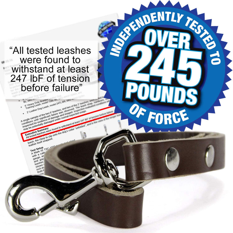 [Australia] - Logical Leather Traffic Lead - Full Grain Heavy Duty Genuine Short Leather Leash Best for Large Dogs Black 