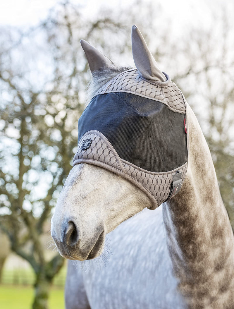 LeMieux Horse Gladiator Half Mask in Grey - 4 Way Stretch Lycra - Breathable Mesh - Small - PawsPlanet Australia