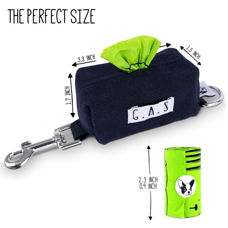 G.A.S Dog Poop Bag Dispenser Holder – 10% to Charity – Earth Friendly, Plastic Free Cotton Canvas Dog Poop Bag Holder with Secure Clip and D-Ring + 15 Free Cornstarch Poop Bags - PawsPlanet Australia