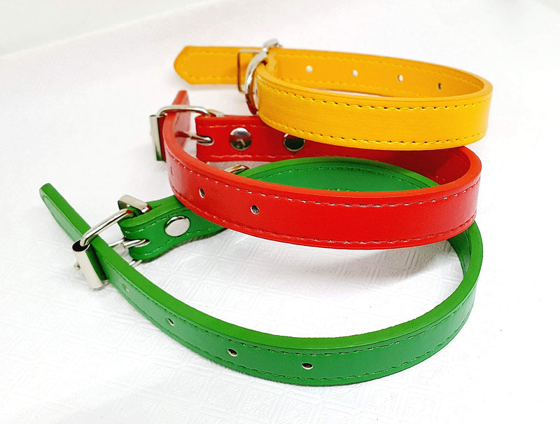 Durable Light Weight Soft Leather Collar For Small Dogs Cats Pets, Length -30 cm (11.8") (Yellow) Yellow - PawsPlanet Australia