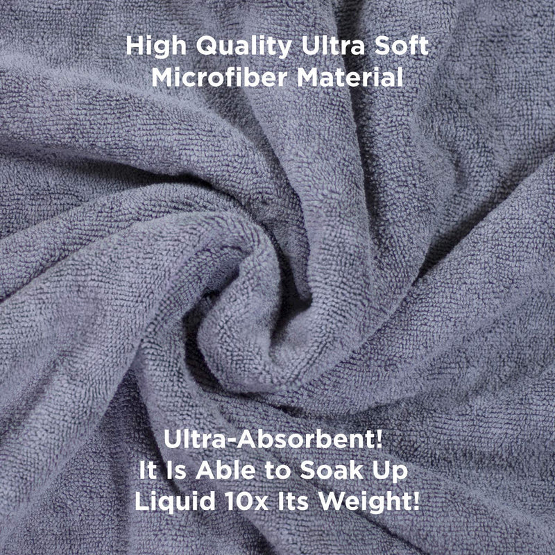[Australia] - Hertzko Microfiber Pet Bath Towel, Ultra-Absorbent & Machine Washable for Small, Medium, Large Dogs and Cats (Grey) 
