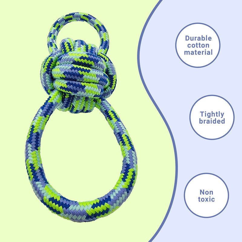 Tug of War  Dog Rope Toy  Bright Blue Coloured  Keep Teeth Strong  Great for Fetch and Tug-of-War  Suitable for Indoor & Outdoor Play  NO MORE DAMAGE TO HOME - PawsPlanet Australia