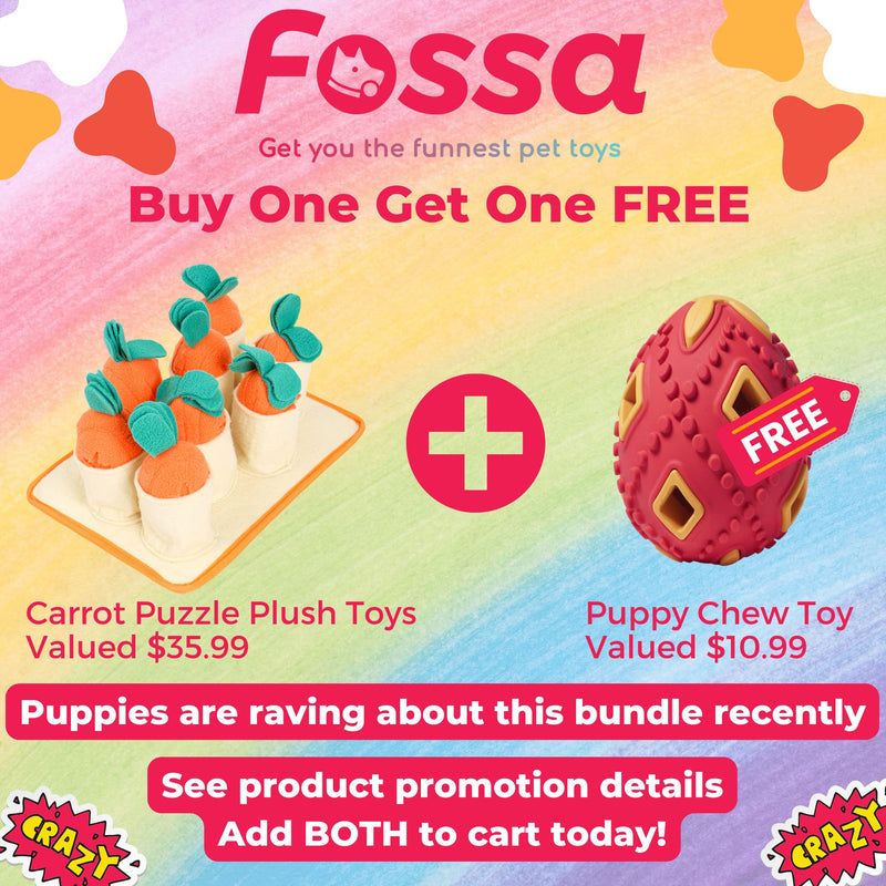 FOSSA Dog Snuffle Mat, Puppy Toys Feeding Mat with 8 Carrots Plush Dog Treat Puzzle Toys (Small) S - PawsPlanet Australia