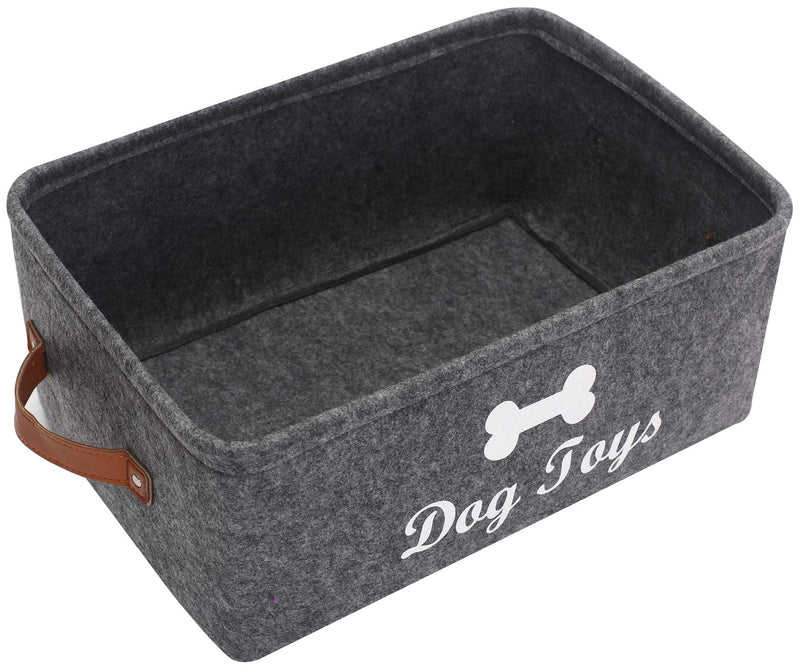 Xbopetda Dog Storage Bin Pet Toy Storage Bin, Dog Toy Basket with Leather Handle - Perfect for Organizing Pet Toys, Blankets, Leashes and Food (Grey) Grey-leather Handle - PawsPlanet Australia