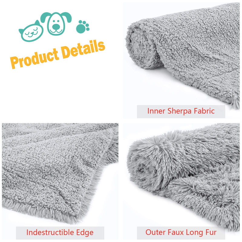 Ompaa Fluffy Pet Dog Blankets for Medium Large Dogs and Cats, Soft Plush Faux Fur Puppy Snuggle Blankets, Designed for Donut Cuddler Dog Bed, Self-Warming, Machine Washable Small ( 20" x 30" ) Grey - PawsPlanet Australia