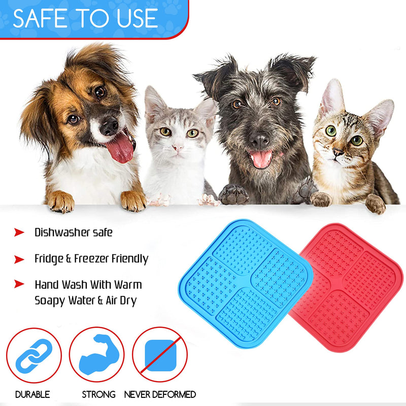 Squff Pets Slow Feed Lick Mat for Boredom and Anxiety Reducer | Pack of 2 Dog Lick Mats | Perfect Mat for Pet Treats, Food & Peanut Butter | Self Sticking Fun Alternative to Slow Feeder Dog Bowl - PawsPlanet Australia