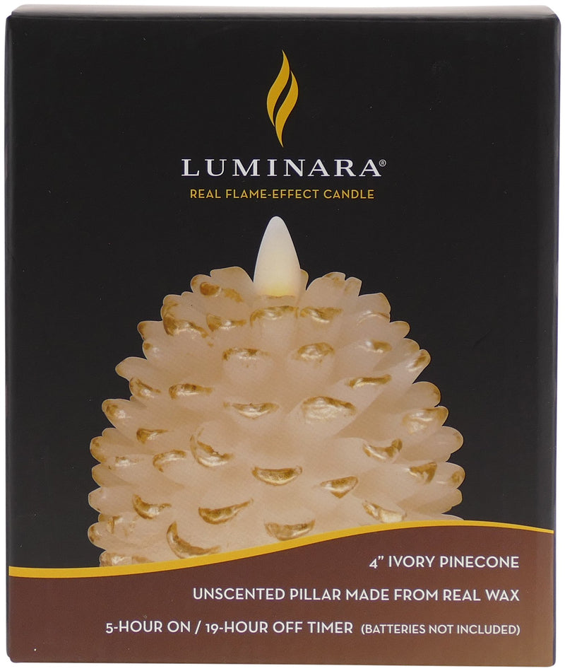 Darice Luminara Flameless Candle - Pine Cone Shape - White with Silver Accents - PawsPlanet Australia