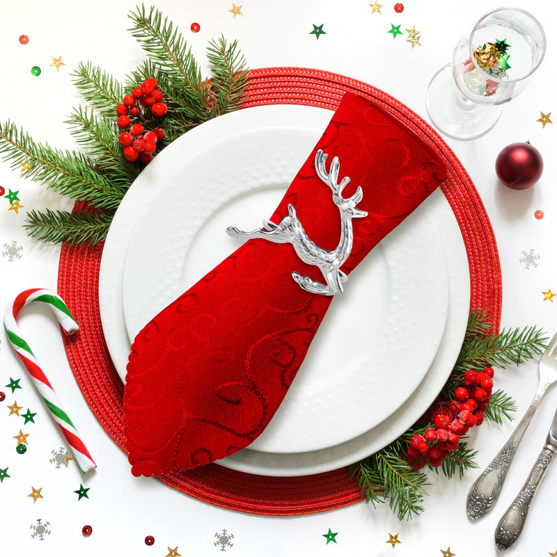 Whaline 12 Pieces Christmas Napkin Rings Silver Elk Napkin Buckle Metallic Deer Napkin Holder Dinner Table Rings for Xmas Party Family Gathering Wedding Birthday Table Decoration Accessories - PawsPlanet Australia