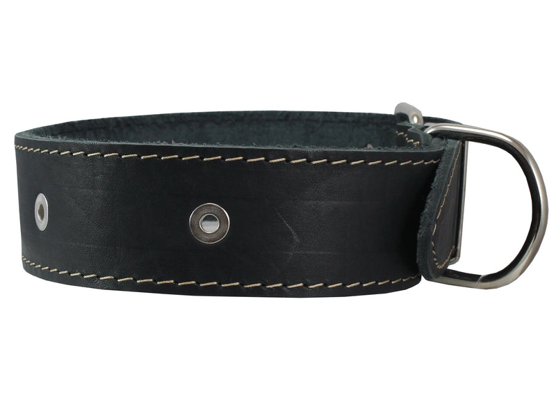 [Australia] - Black Genuine Leather Studded Dog Collar, 1.75" Wide. Fits 18.5"-22" Neck. for Large Breeds Boxer, Bulldog, Pitbull. 