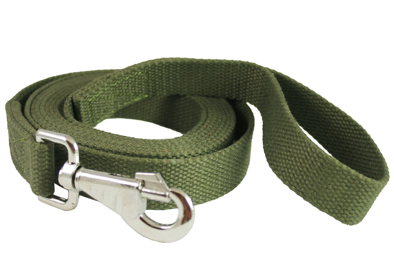 [Australia] - Dog Leash 3/4" Wide Cotton Web 15 Ft Long Olive for Training Swivel Locking Snap 