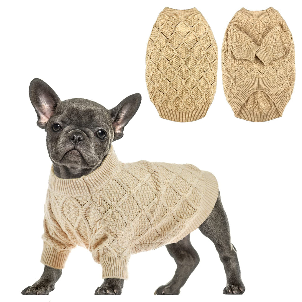 Vehomy Dog Pullover Sweater Small Dog Spring Clothes with Rhombic Pattern Puppy Spring Shirt Dog Hollow Pattern Knitwear Puppy Cat Breathable Knitted Shirt Outfit for Small Medium Dogs L Large - PawsPlanet Australia