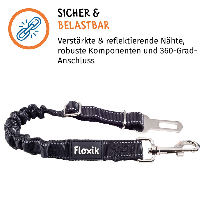 Floxik dog car seat belt - seat belt for dogs with elastic shock absorber - variably adjustable dog belt in small/large - PawsPlanet Australia