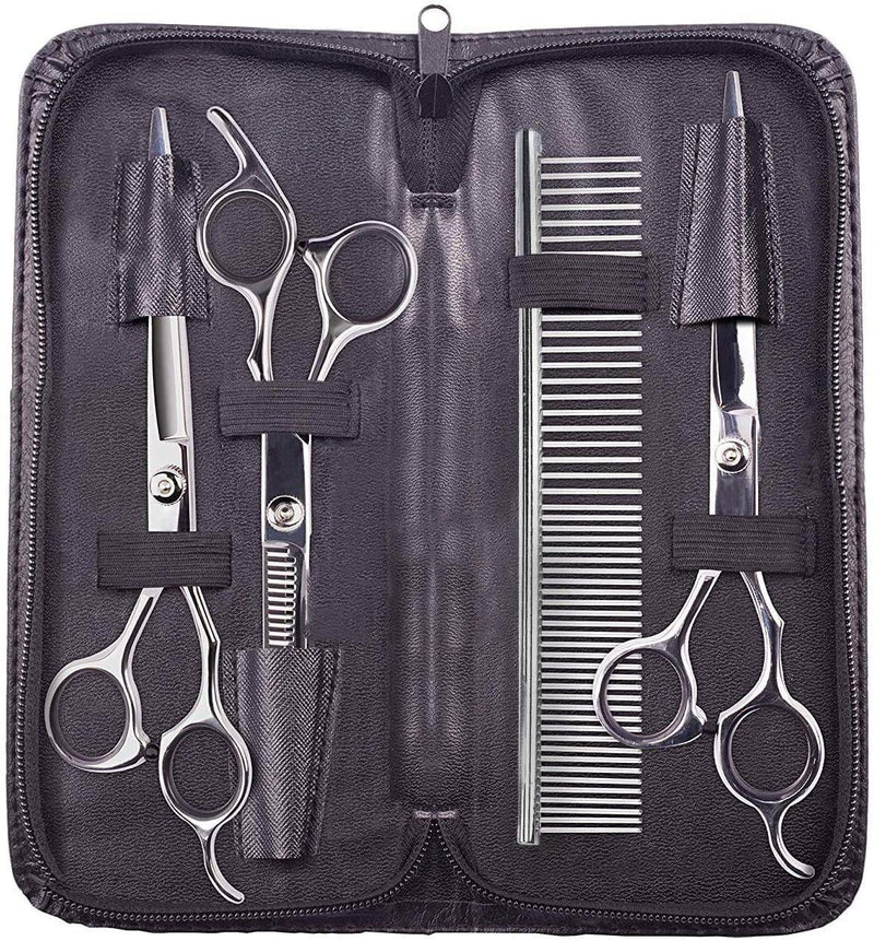 Pet Grooming Scissors Kit,Dog Cats Grooming Scissors Set with 6.7" Thinning Shears,6.7" Straight Shears,6.7" Curved Down Shears Great for Groomers,Home Grooming and Groomer Beginners - PawsPlanet Australia