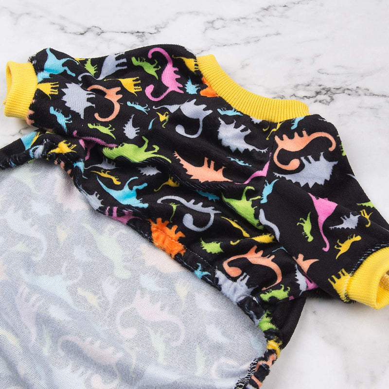 CuteBone Soft Puppy Pajamas Cute Dog Pjs Jumpsuit Pet Clothes Apparel XS(Chest Girth12’’-12.5’’ Back Length7.5’’-8’’) Black Dino - PawsPlanet Australia