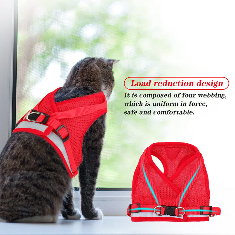 2 Pieces Mesh Cat Harness and Leash Set Adjustable Small Dog Harness Breathable Cat Vest Harness with Reflective Strap Safety Belt Fit for Walking Pet Kitten Puppy (S Size) S Size - PawsPlanet Australia