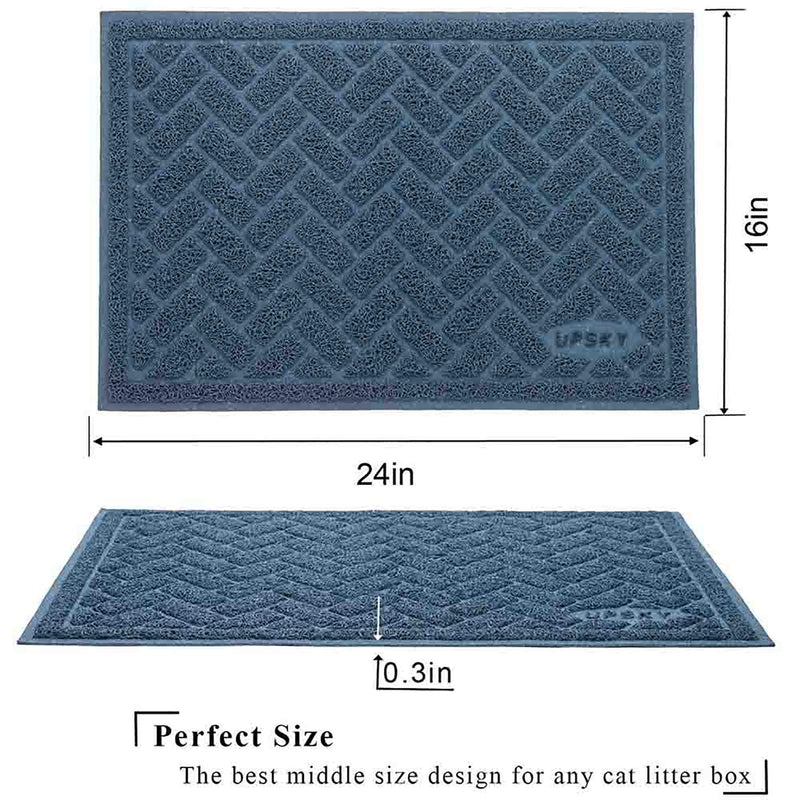 UPSKY Cat Litter Mats 2 Pieces Cat Litter pad, Premium Traps Litter from Box and Paws, Scatter Control for Litter Box, Soft on Sensitive Kitty Paws, Easy to Clean. (24’’ x 16’’) blue - PawsPlanet Australia