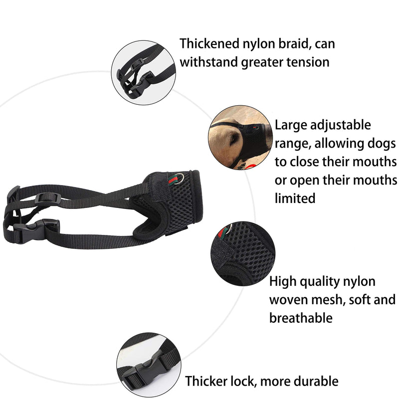YAODHAOD Dog Muzzle for Small Medium Dogs Soft Nylon Mouth Cover,Quick Fit Dog Muzzle with Adjustable Straps,Prevent Biting and Screaming (L, Black) L - PawsPlanet Australia