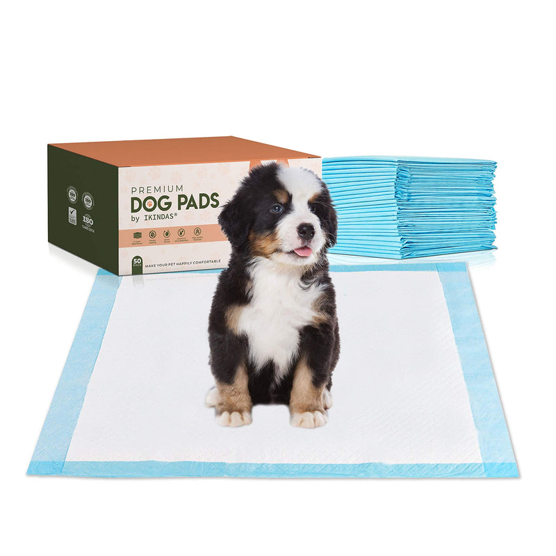 IKINDAS Puppy and Dog Training Pads | Super Absorbent | 5 Layers To Protect Your Floor and Carpet. Great For All Ages, Dog Sizes, and Environment | Pack of 50. - PawsPlanet Australia