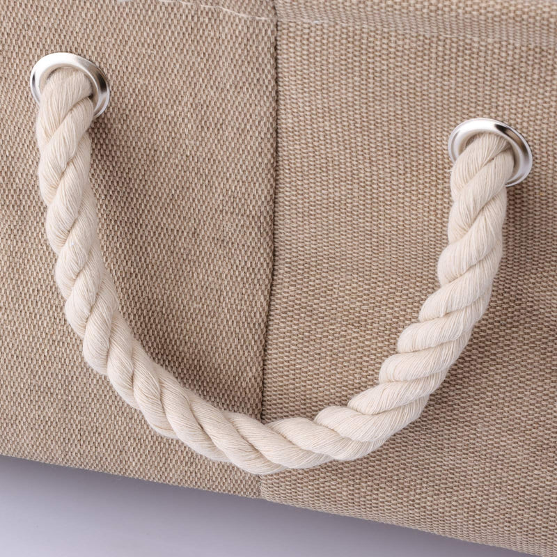 Dog Toy Storage Bin Box Baskets Canvas Organizer with Weave Rope Handles Collapsible Pet Toy Boxes for Dog Toys Puppy Stuff Accessories 2 Pcs Beige 2pcs - PawsPlanet Australia