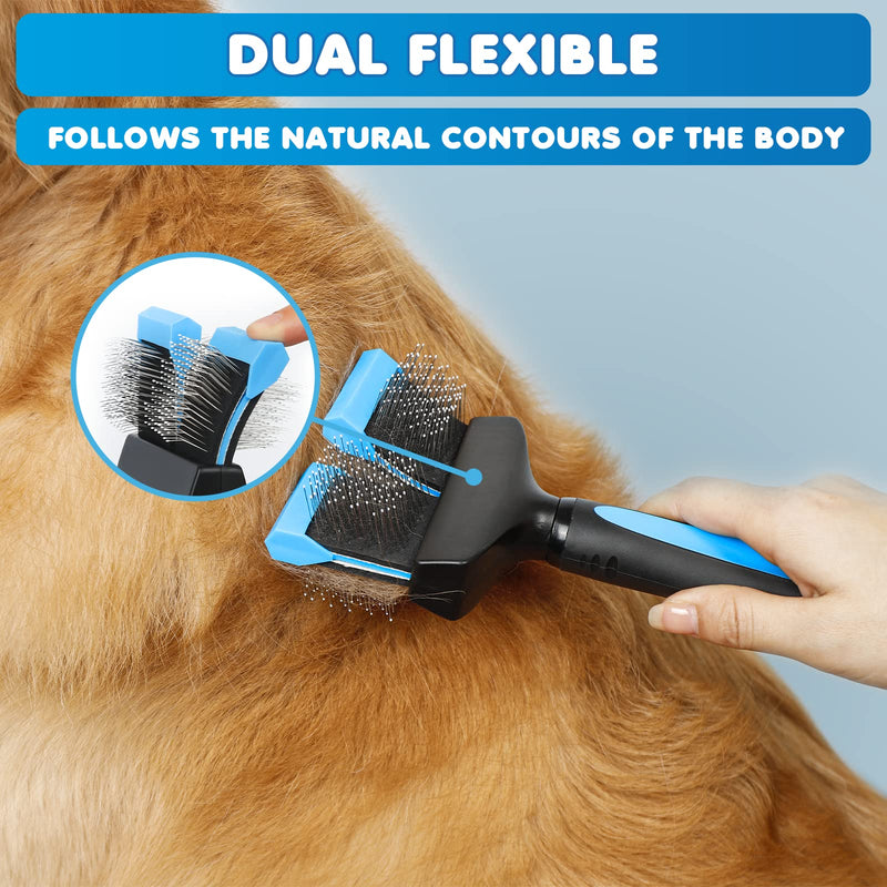 iToleeve LED Dog Nail Clipper with Light and Safety Guard, Illuminates Cats & Dogs Nails, Slicker Brush for Dogs, Dual Flexible Brush Follows the Natural Contours of the Body, Gently Removes Undercoat - PawsPlanet Australia