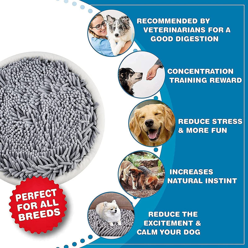VENGABY 17" Pet Snuffle Mat for Dogs, Dog Puzzle Toys, Interactive Dog Games for Boredom, Encourages Natural Foraging Skills and Stress Release, Dog Snuffle Mat Durable and Machine Washable(Grey) - PawsPlanet Australia