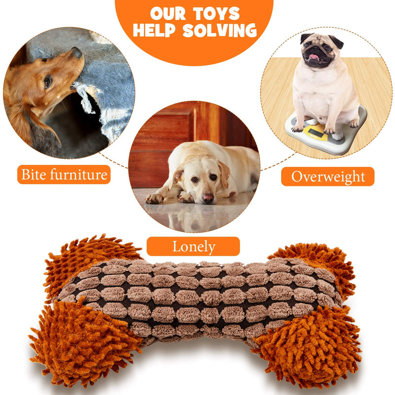 SKYLETY 3 Pieces Dog Chew Toy Soft Bone Shaped Dog Interactive Toy Durable Plush Dog Toys Throw Toy for Small and Medium Dogs Aggressive Chewers - PawsPlanet Australia