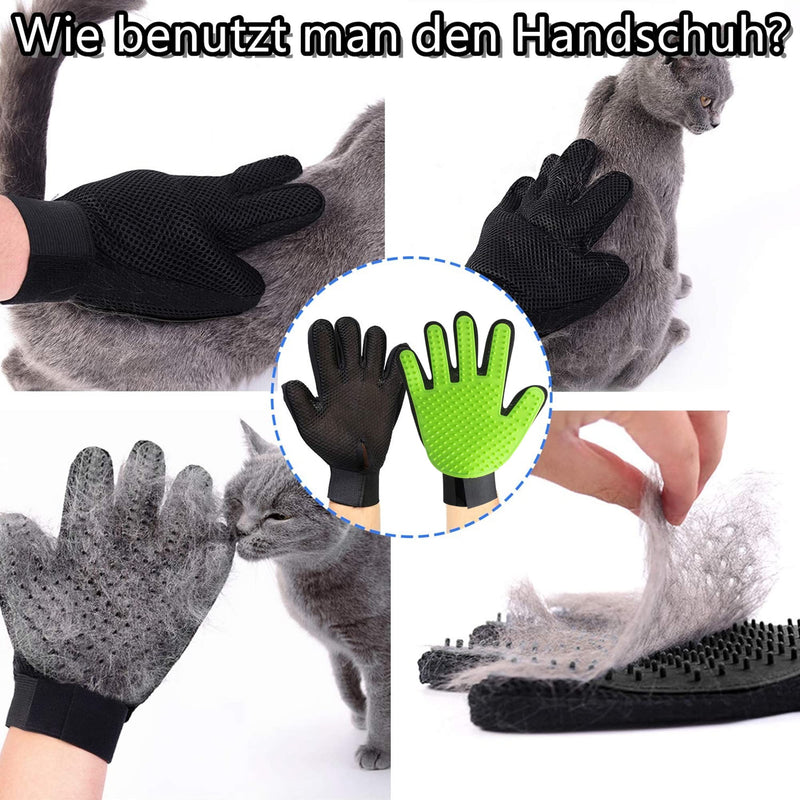 The Pets Smile 1 Pair of Grooming Gloves, Cat Glove, Massage Gloves, Grooming Glove, Dog Glove, Brushing, Hair Removal, Deshedding, Long Hair (Green 1 Pair) Green - PawsPlanet Australia