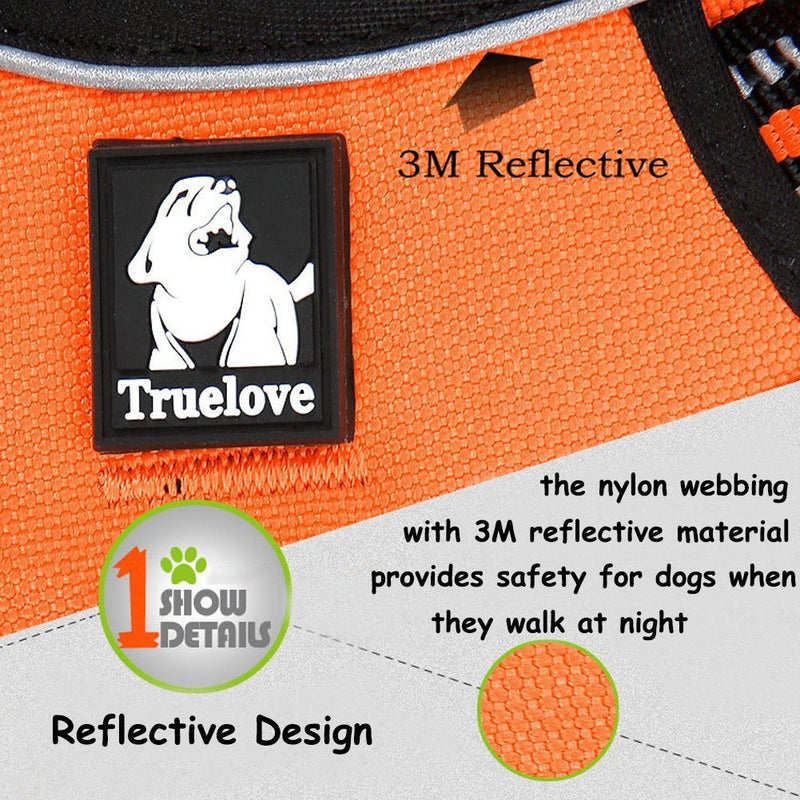 [Australia] - Creation Core Reflective Nylon No-Pull Dog Harness and Training Leash Set Padded Durable Adjustable M(chest: 22-27") Orange Set 