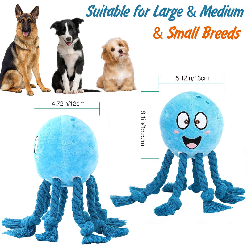 VavoPaw Stuffed Plush Dog Toys, Interactive Cute Octopus Squeaky Dog Toys for Reducing Boredom, Durable Stuffed Dog Chew Toys for Puppy, Small, Medium, Large Breeds Blue - PawsPlanet Australia