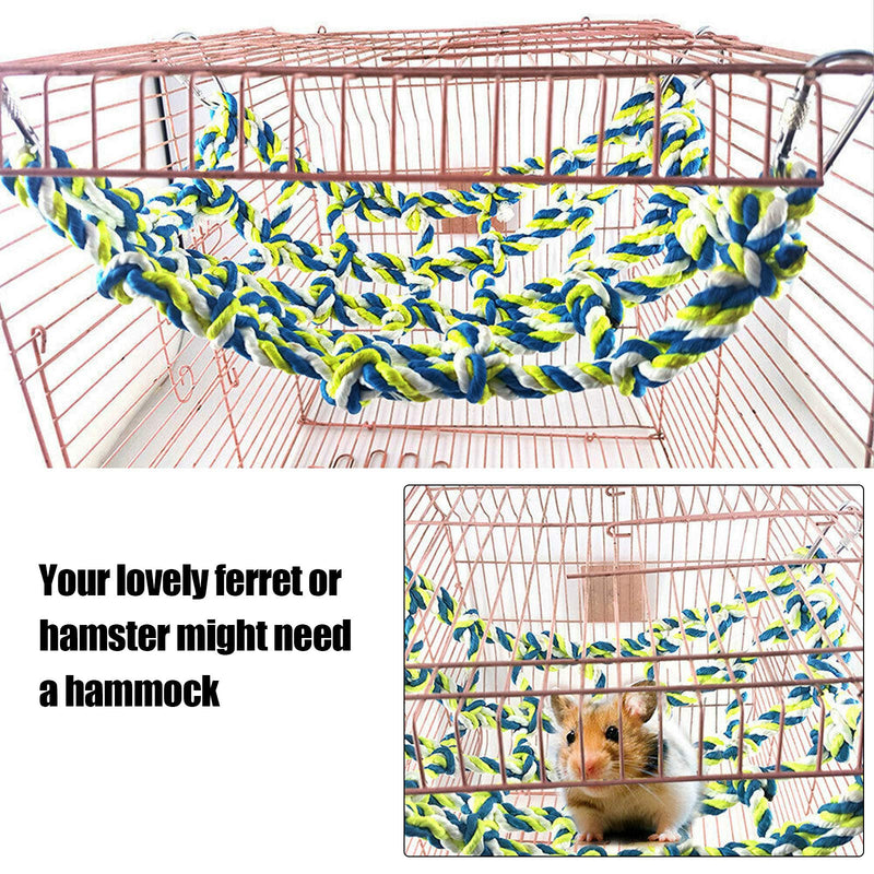 ROLLMOSS 2 Pcs Pet Climbing Rope Net, Bird Climbing Rope Ladder Hanging Hammock, Ferret Cotton Rope Net for Hamsters, Cockatiels, Parakeets - PawsPlanet Australia