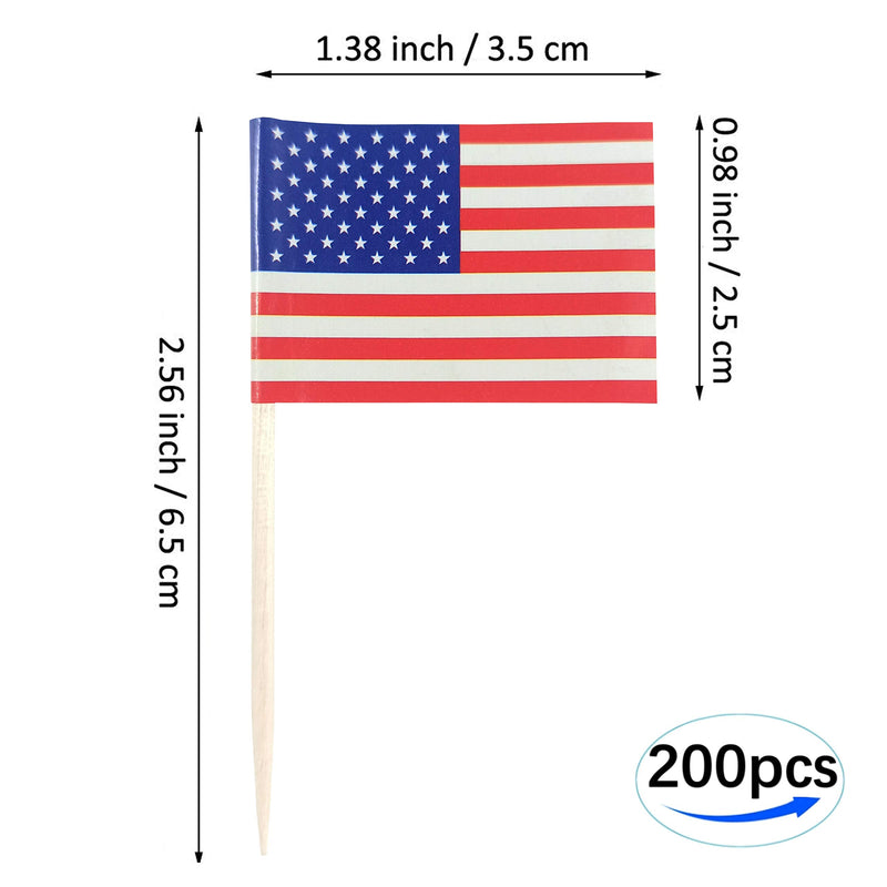 JBCD 200 Pcs USA US Flag Toothpicks American Flags Cupcake Toppers Decorations, Cocktail Toothpick Flag Cake Topper Picks Mini Small Flag Cupcake Pick Sticks United States - PawsPlanet Australia