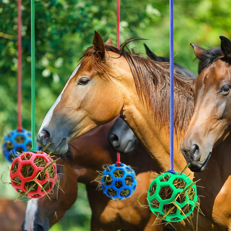 Woiworco 4 Packs Horse Treat Balls, Hay Balls for Horses and Goats, Horse Stall Toys for Boredom Horses, Slow Feed Hay Balls, Goat Toys Hanging Feeding Balls for Horses Goats to Play with and Feeding - PawsPlanet Australia