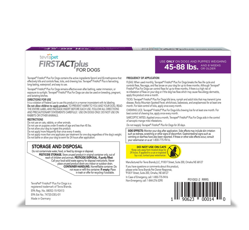 TevraPet FirstAct Plus Flea & Tick Prevention for Dogs Large 45-88 lbs - PawsPlanet Australia