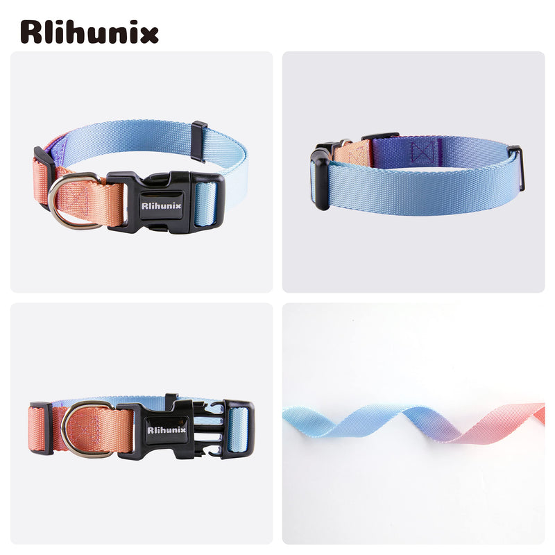 Rlihunix Pet Collar with Safety Locking Buckle , Personalized Gradient Nylon Breathable Adjustable Dog Collars, for Puppy Small Medium Large Dogs, 4 Gradient Colors, 3 Sizes. Beige S - PawsPlanet Australia