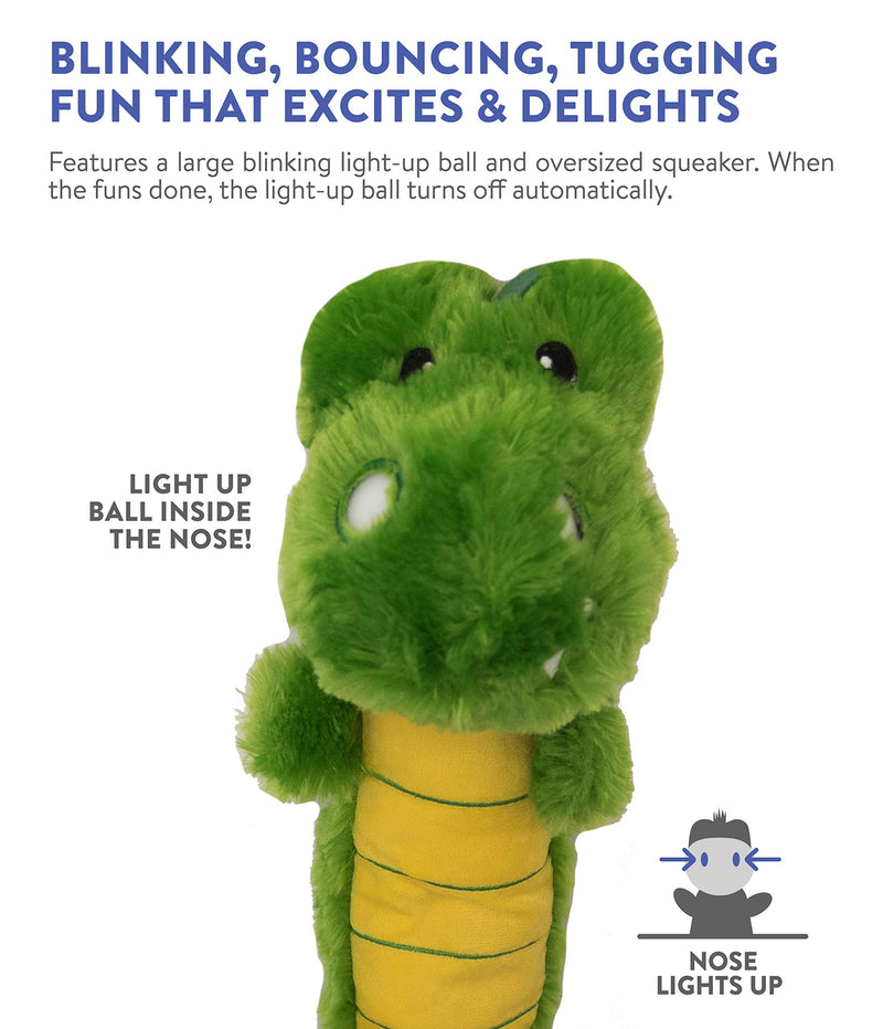 [Australia] - Charming Pet Light Ups Interactive Dog Toy - Tough and Durable Squeaky Dog Toy - Plush Toy with Light Up Dog Ball Nose Alligator 