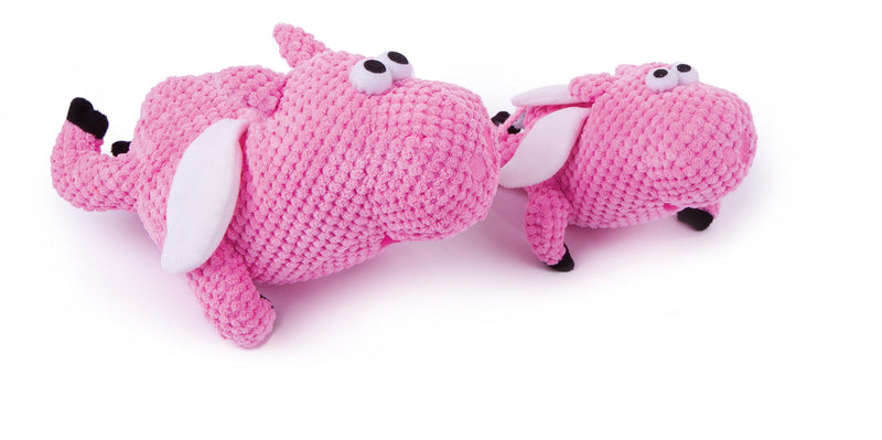 goDog Checkers Flying Pig with Chew Guard Technology, Plush Squeaker Dog Toy, Large, Pink - PawsPlanet Australia