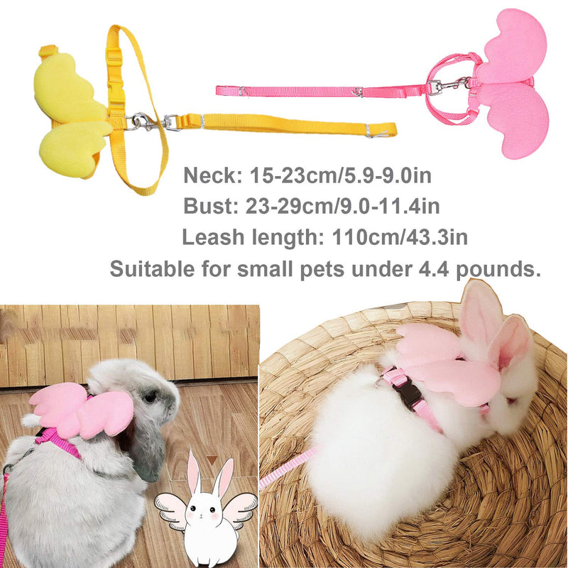 ROZJOVU Rabbit Adjustable Harness with Leash Bunny Collar for Safety Walk Running Jogging Pet Supplies and Accessories for Samll Bunny, Cat, Kitten,Ferret, Puppy and Other Small Pet Animals,2 Pack Pink+Yellow - PawsPlanet Australia