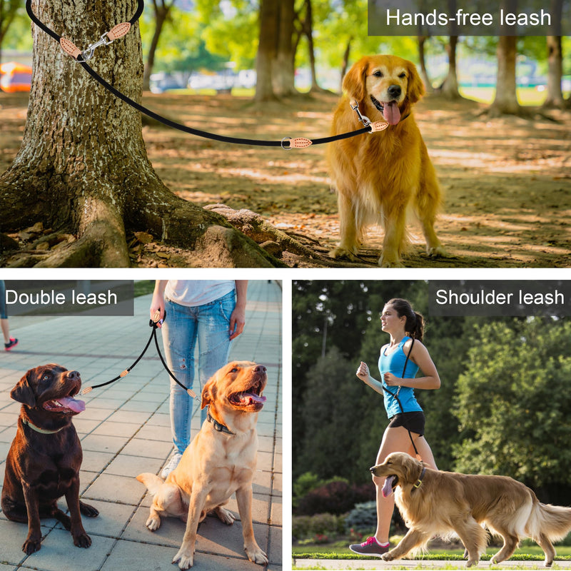 Dog leash 2M adjustable nylon shoulder leash double leash with 2 rotating carabiners 3-way adjustable for small/medium/large dogs - PawsPlanet Australia