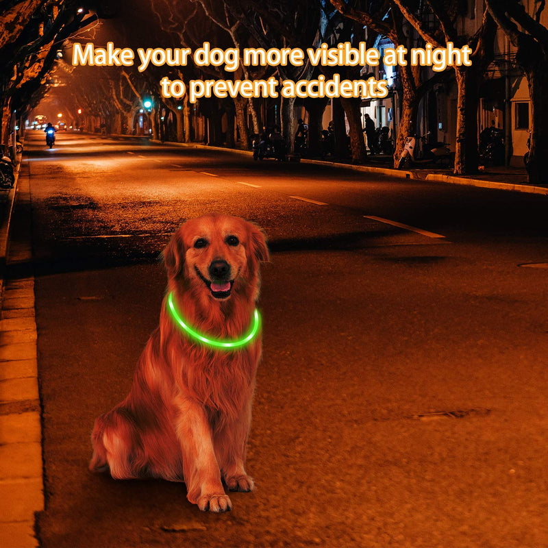 Mitening Light up Dog Collar, 2PCS LED Dog Collar with 3 Glowing Modes, USB Rechargeable Cuttable Adjustable Night Safety Flashing Dog Collar for Small Medium Large Dogs Green + Red - PawsPlanet Australia