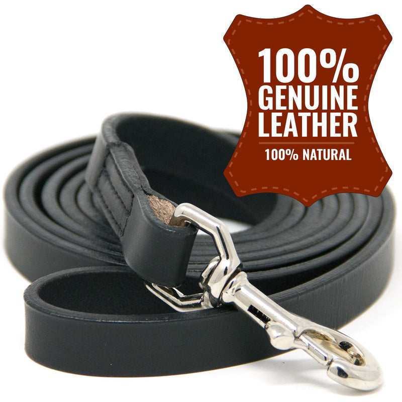 [Australia] - Hero Leather Training Leash - 6 Foot Black 