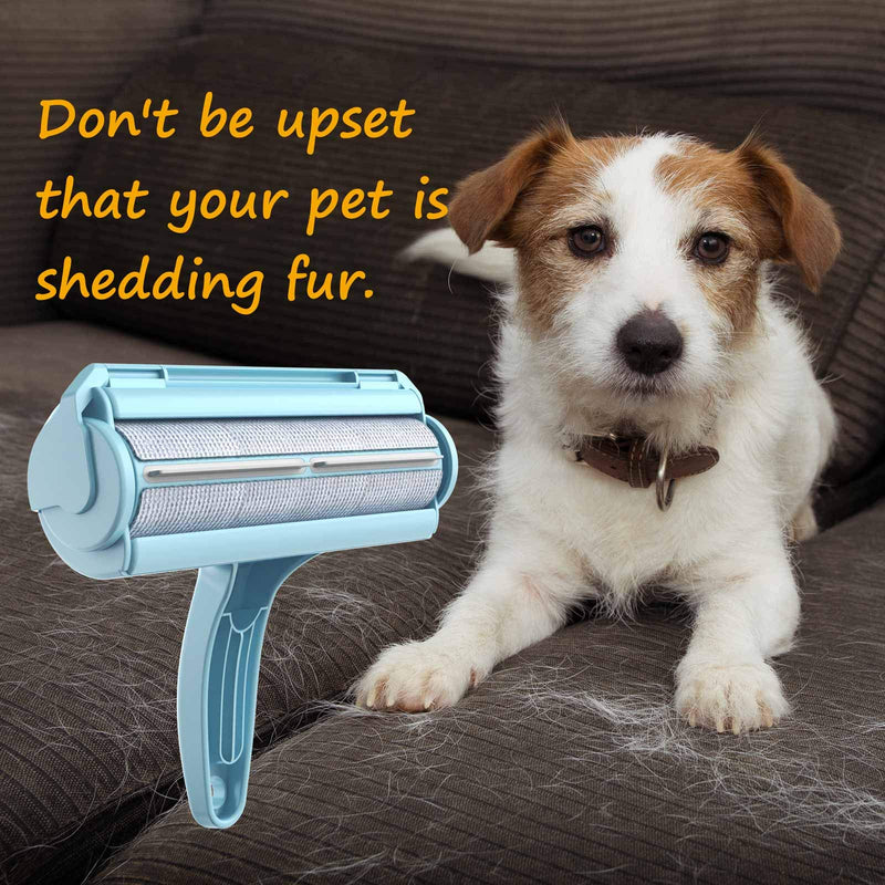 [Australia] - ORDORA Pet Hair Remover for Furniture/Bed, Reusable Dog Hair Remover Roller for Dog & Cat, Self-Cleaning, No Adhesive or Sticky Tape Needed, Perfect Fur Remover for Couch, Car, Carpet Blue 