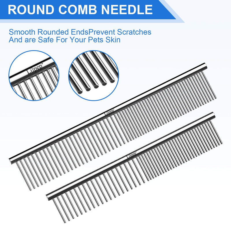 Pet steel comb grooming comb, double-sided stainless steel dog comb, available in 2 different sizes, Lilpep is used for cleaning and massage, grooming, removing tangles, suitable for pet cats and dogs - PawsPlanet Australia