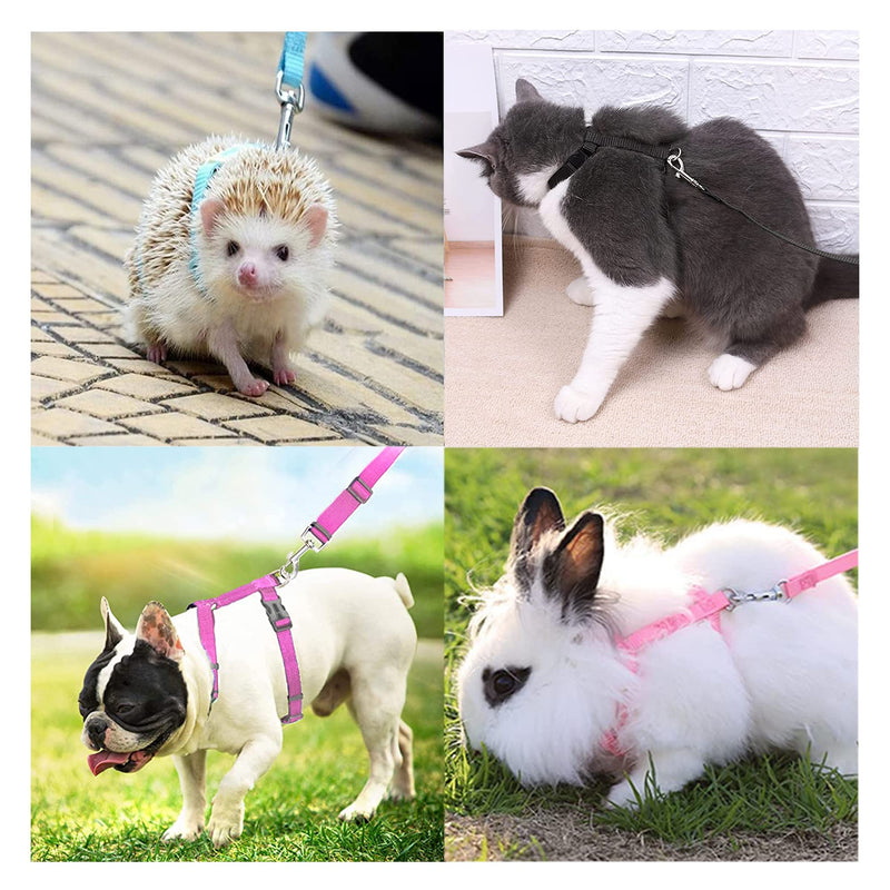 USHS Pack of 2 Pet Rabbit Harness, Rabbit Harness, Adjustable Jogging Harness, Cat Harness, Leash, Adjustable Rabbit Harness for Rabbits, Kittens, Puppies and Other Small Animals (Pink + Black) - PawsPlanet Australia
