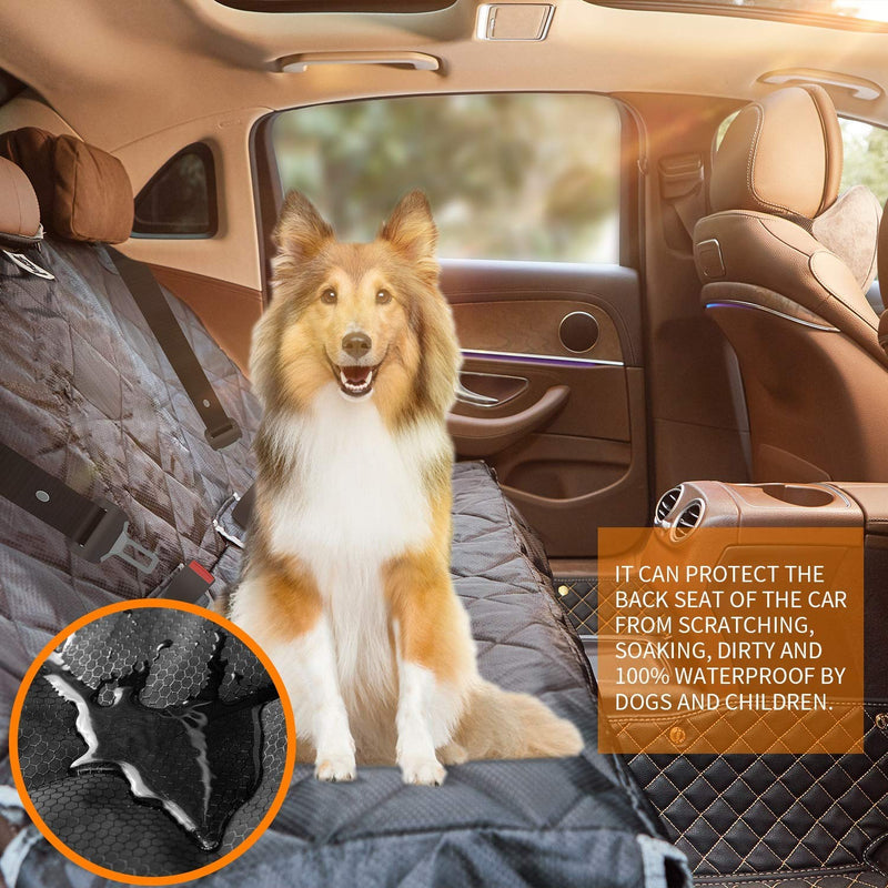BRONZEMAN 100% Waterproof Bench Car Seat Cover Protector - Strong & Durable,Heavy-Duty and Nonslip Rear Back Seat Cover with Middle Seat Belt,Universal Size Fits for Cars, Trucks & SUVs Black - PawsPlanet Australia