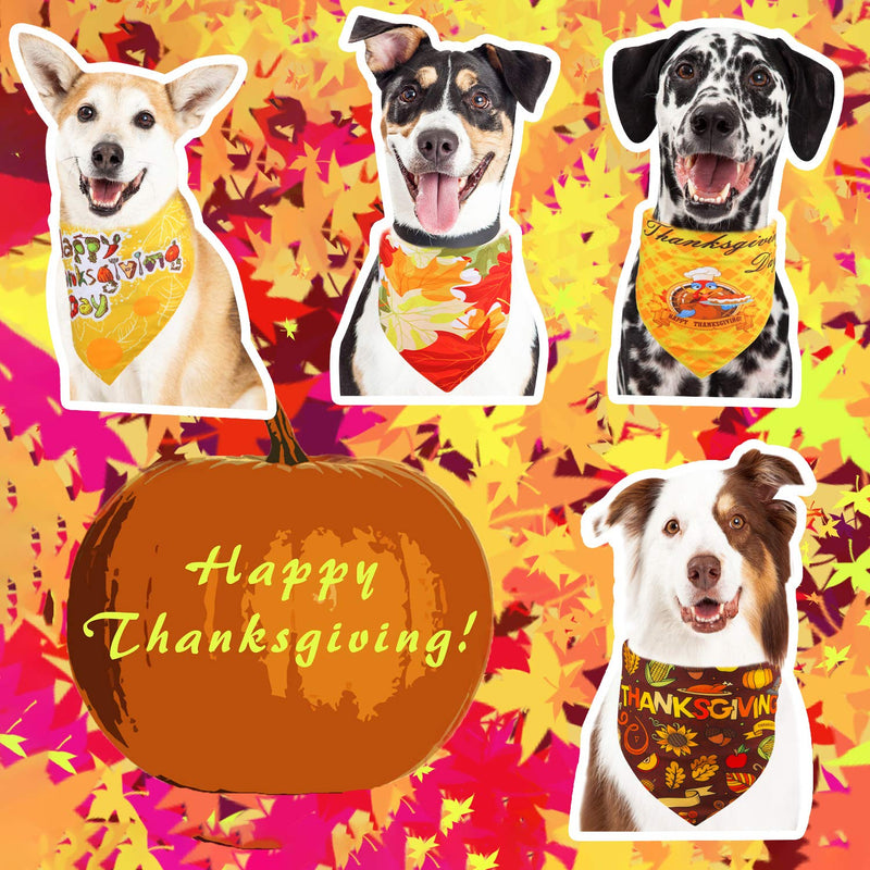 [Australia] - SATINIOR 4 Pieces Thanksgiving Day Dog Bandana Thanksgiving Leaf Triangle Bib Scarf Reversible Adjustable Bandana Kerchief for Dog Cat Pet 