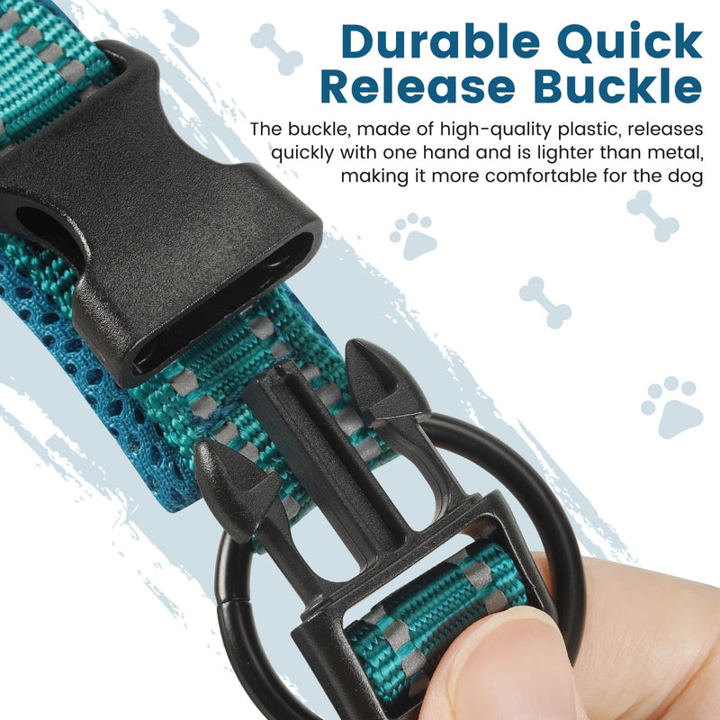 IDOGCHEW Dog Collar Adjustable and Reflective, Breathable Nylon Soft Padded Collar, Multiple Sizes for Small Medium Large Dogs (Blue, S) Blue - PawsPlanet Australia