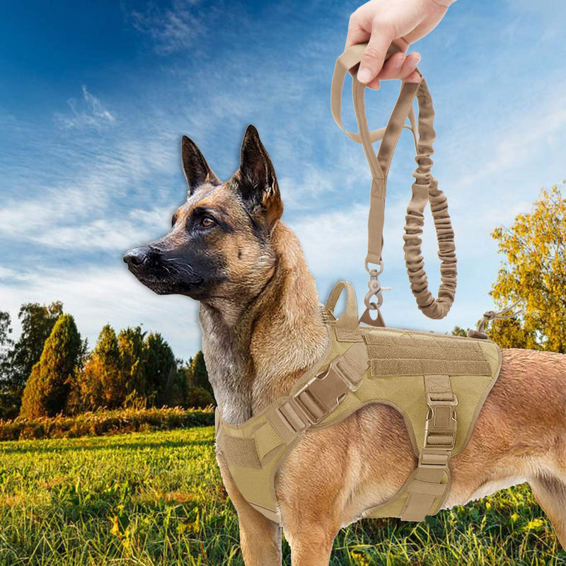 Tactical Dog Harness Vest Set with Handle,Dog Harness for Large Dogs No-Pull Service Dog Vest with Hook Loop for Dog Training Hunting Hiking Walking (L) L - PawsPlanet Australia