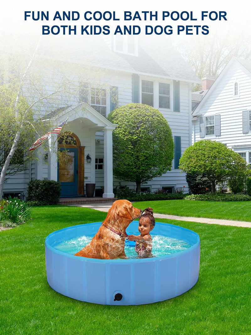 ShinePick Foldable Pet Dog Swimming Pool, Large Non-Slip Paddling Pool, Outdoor PVC Swimming Bathing Tub for Dogs Cats & Kids (120 * 30cm) - PawsPlanet Australia