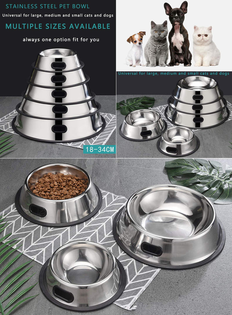 CHICAN portable stainless steel dog bowl cat bowl with hole, 1 stainless steel dog bowl cat bowl, large pet food bowl, pet bowl cat food non-slip dog bowl (XL-34cm) XL-34cm - PawsPlanet Australia